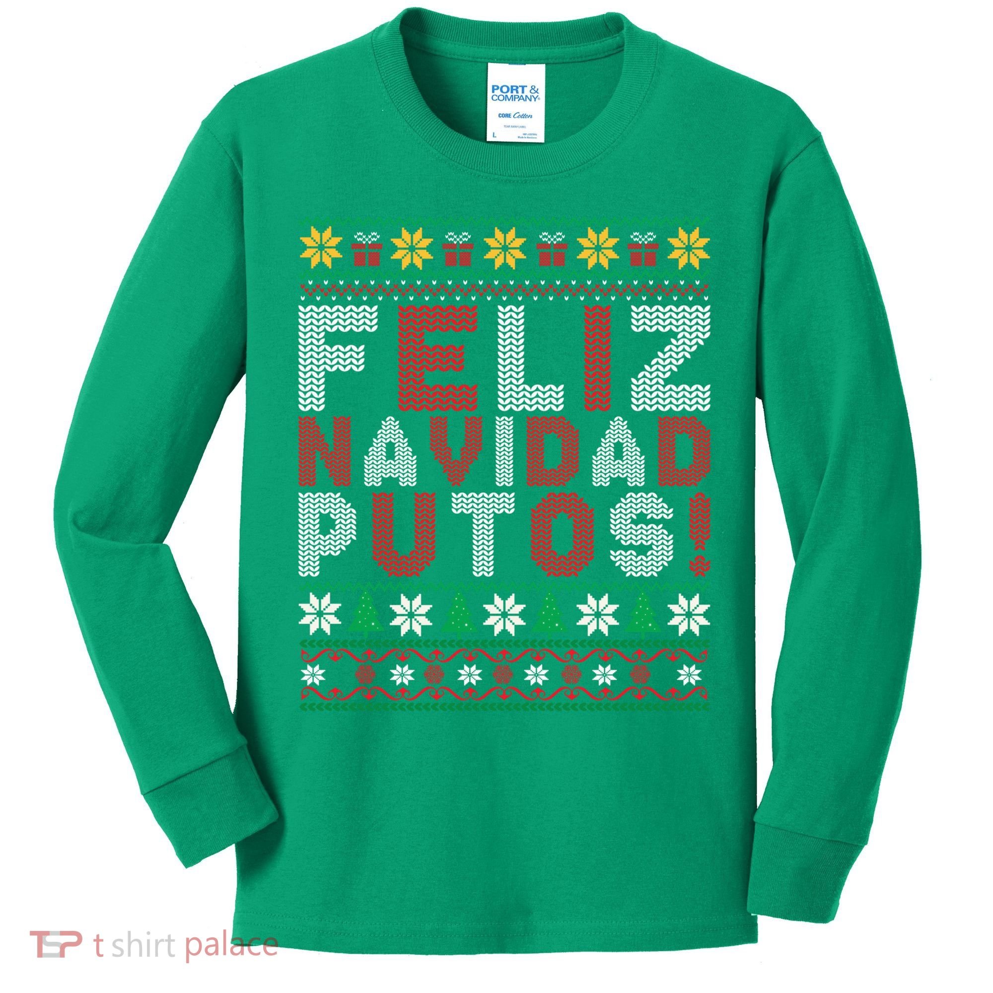 Feliz Navidad Putos Ugly Sweater Christmas Funny Kids Long Sleeve Shirt