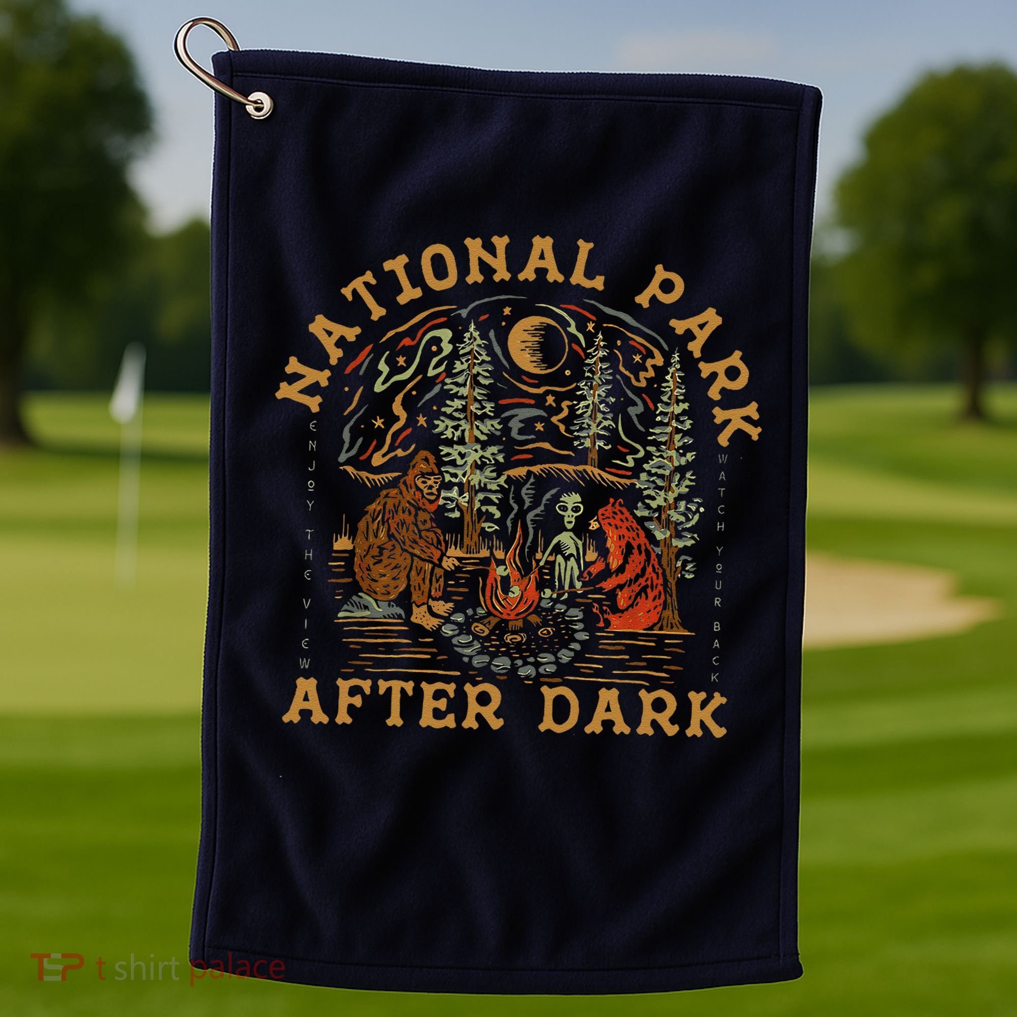 Funny National Park After Dark Golf Towel
