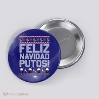 Feliz Navidad Putos Funny Mexican Ugly Xmas Party  Button thumb 0