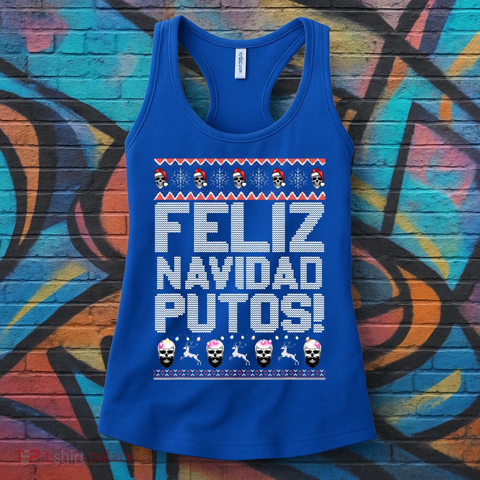 Feliz Navidad Putos Funny Mexican Ugly Xmas Party  Women's Tank Top