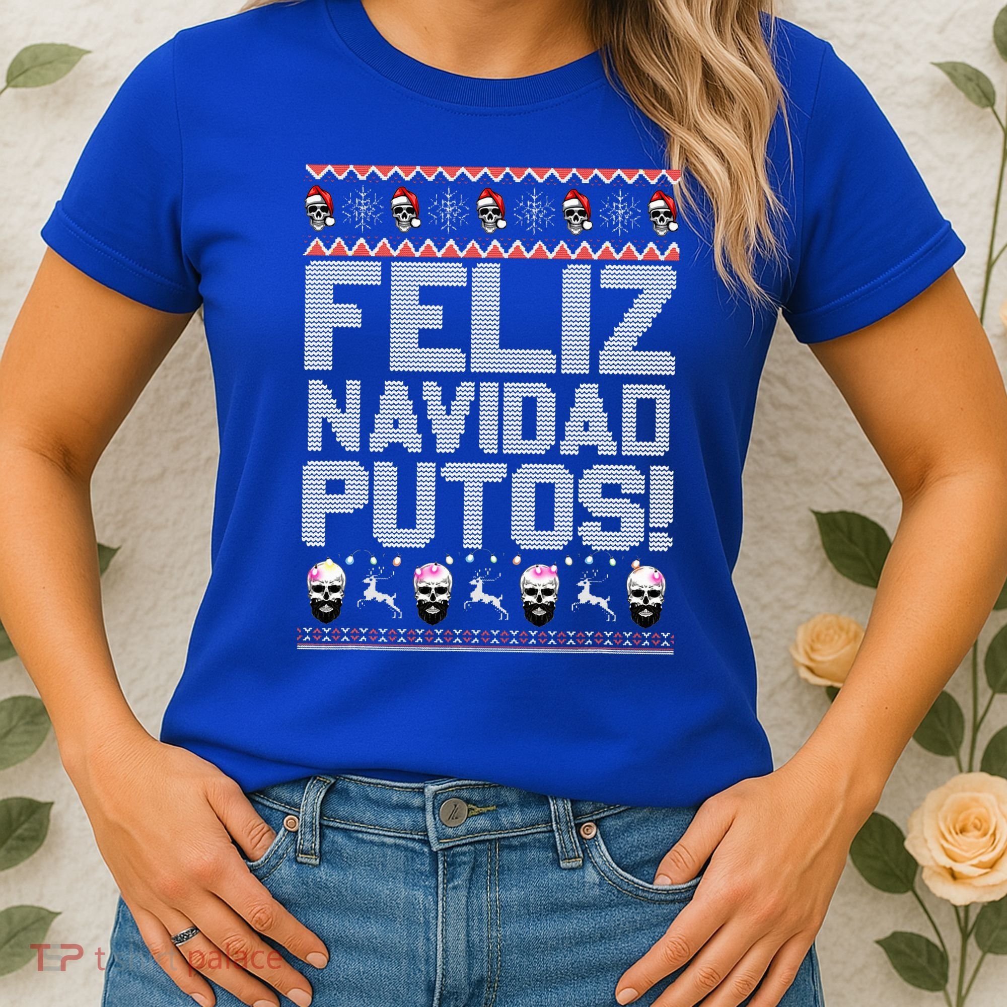 Feliz Navidad Putos Funny Mexican Ugly Xmas Party  Women's T-Shirt