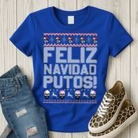 Feliz Navidad Putos Funny Mexican Ugly Xmas Party  Women's T-Shirt thumb 3
