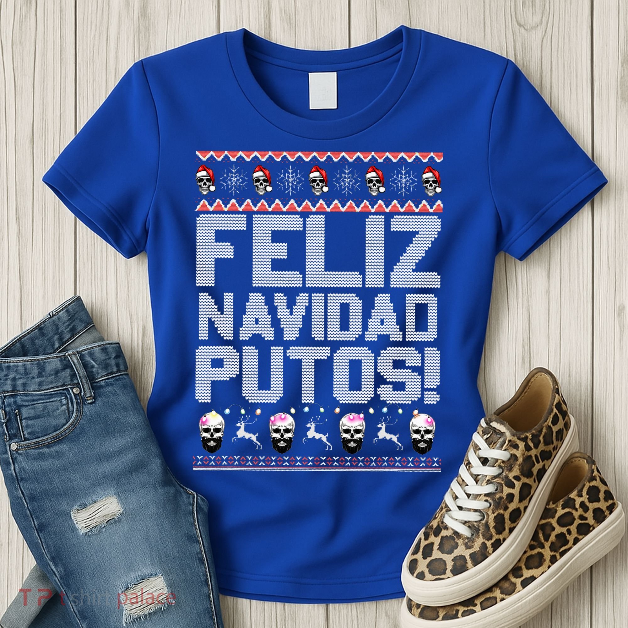Feliz Navidad Putos Funny Mexican Ugly Xmas Party  Women's T-Shirt