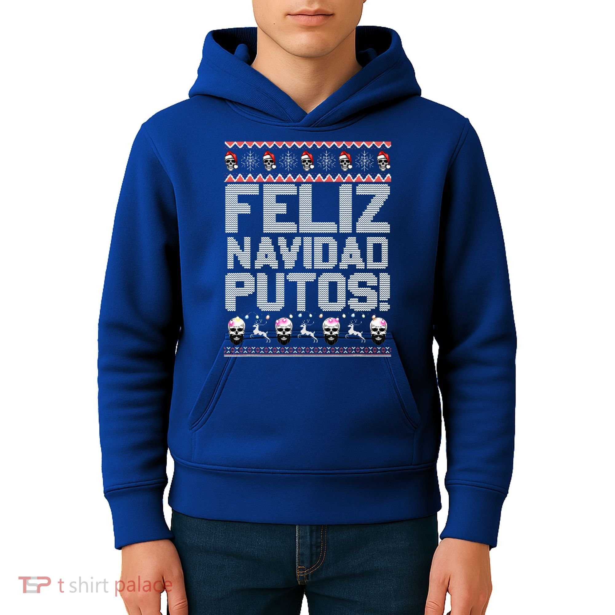 Feliz Navidad Putos Funny Mexican Ugly Xmas Party  Kids Hoodie