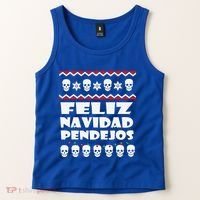 Feliz Navidad Pendejos Funny Mexican Ugly Christmas Funny Tank Top thumb 2