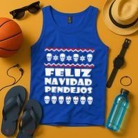Feliz Navidad Pendejos Funny Mexican Ugly Christmas Funny Tank Top thumb 4