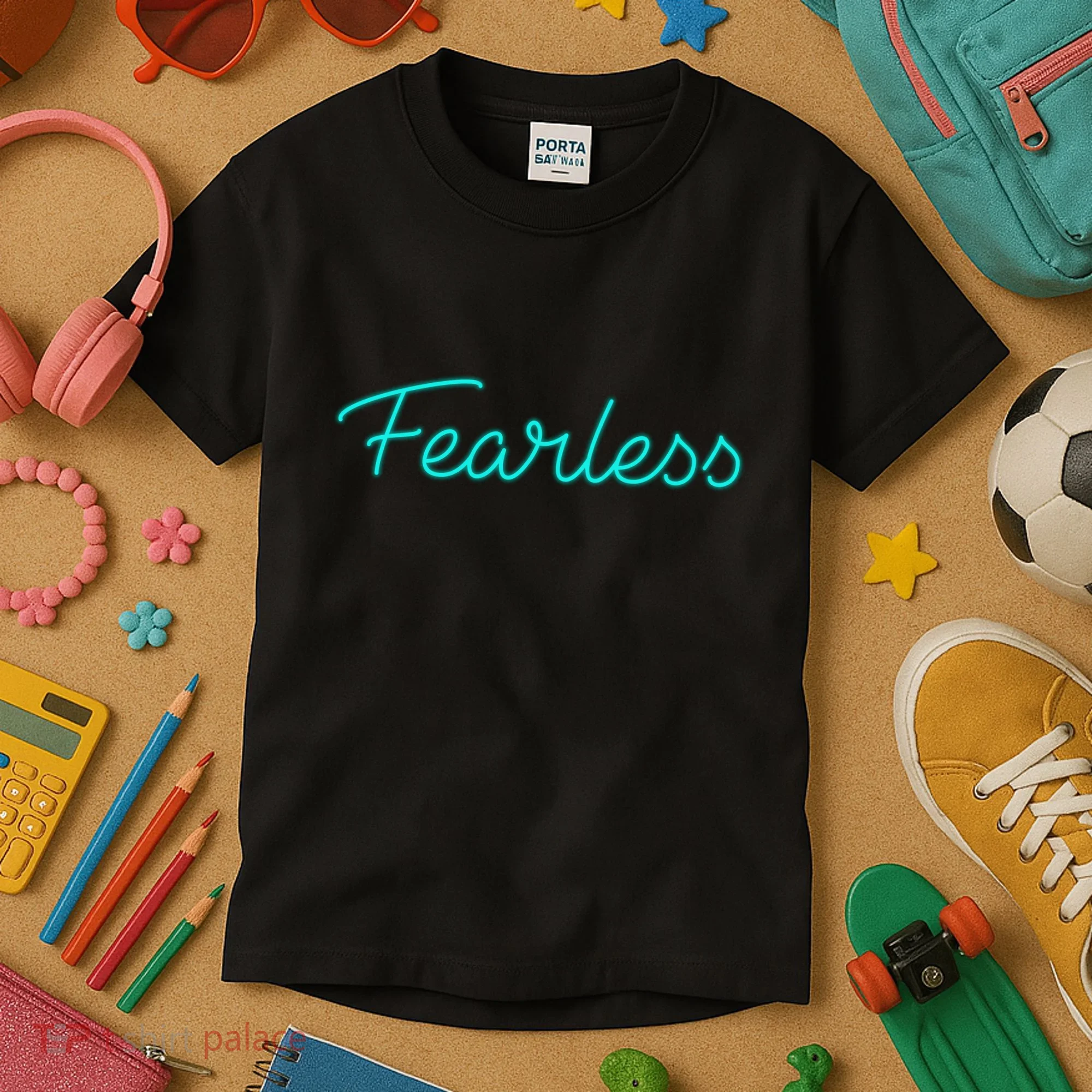 Fearless Neon Quote Kids T-Shirt