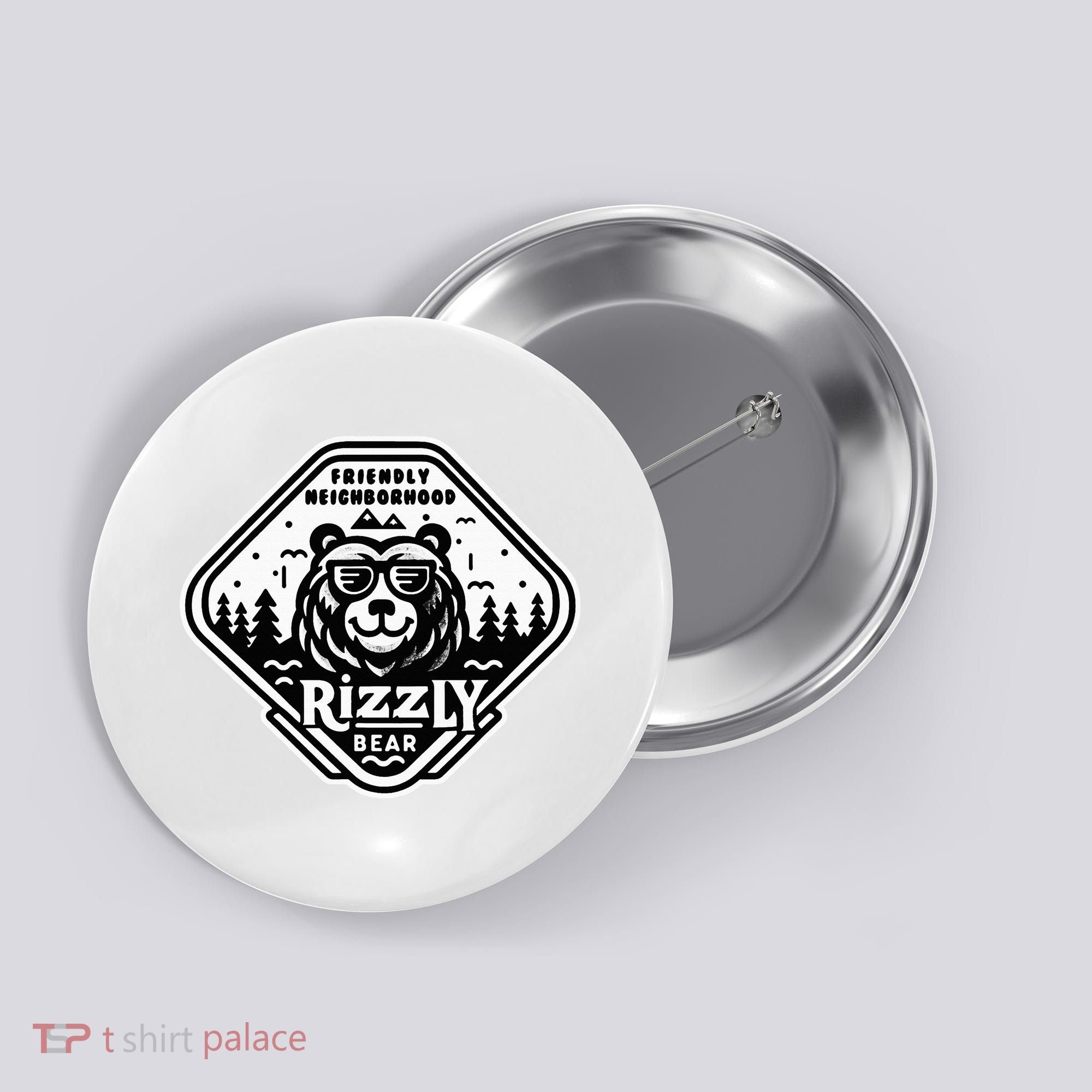 Funny Neighborhood Rizzly Bear Button