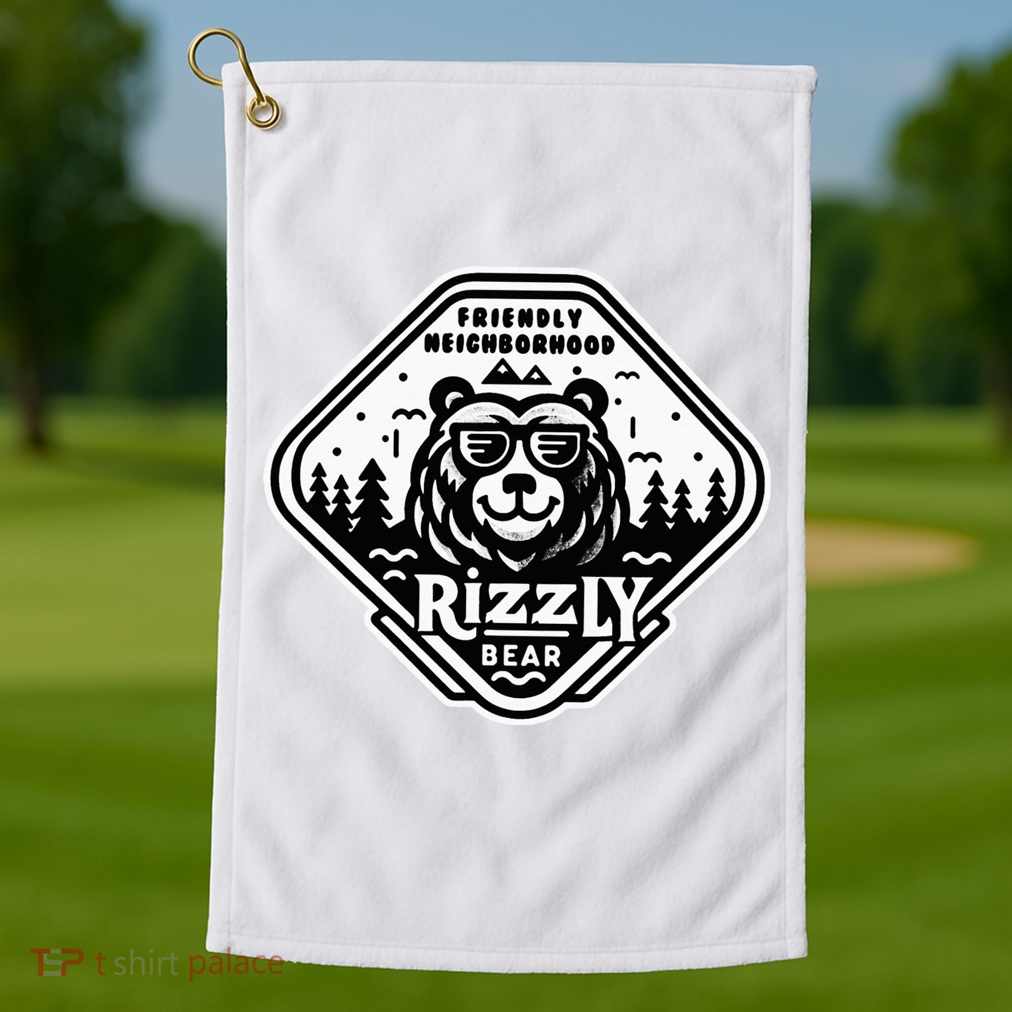Funny Neighborhood Rizzly Bear Golf Towel