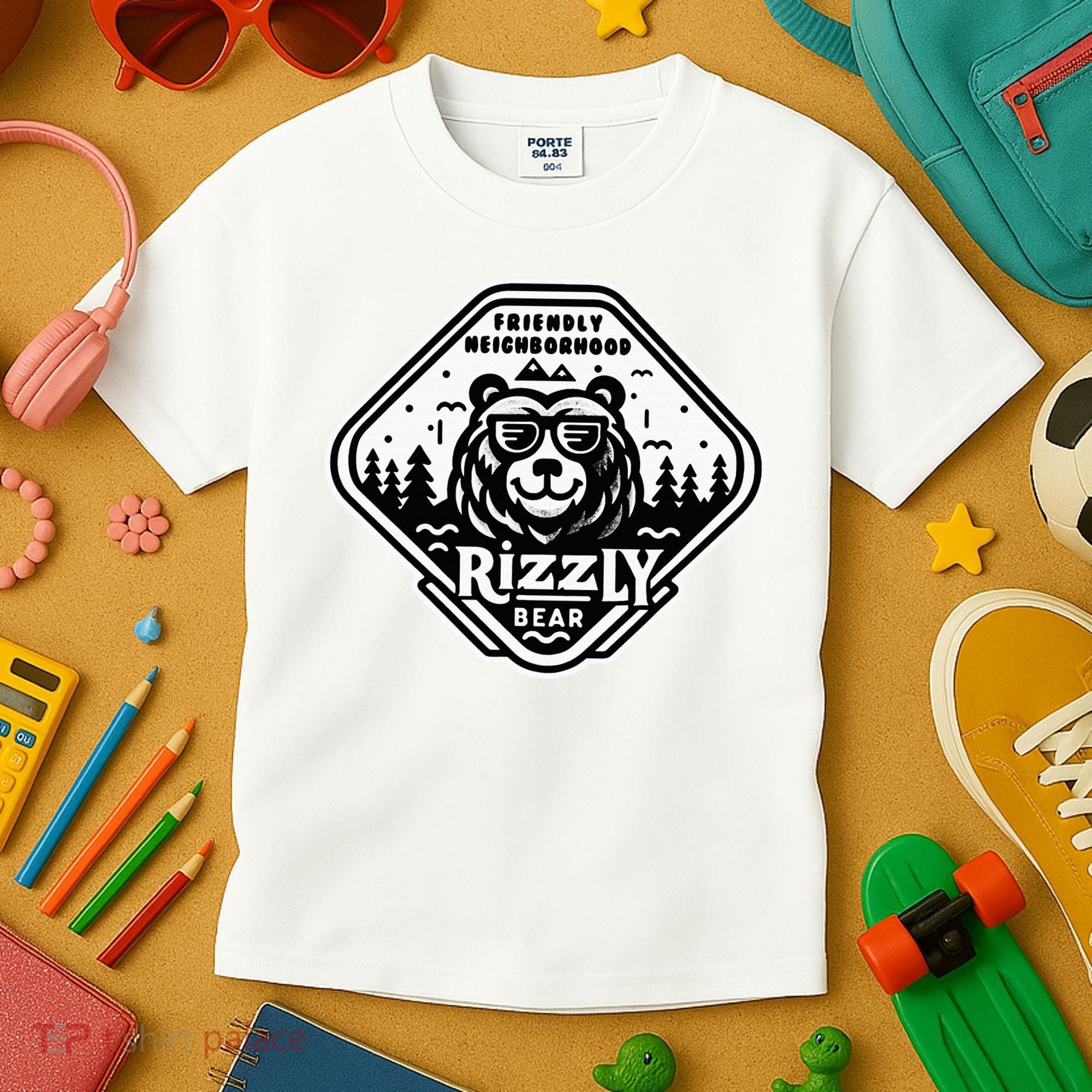 Funny Neighborhood Rizzly Bear Kids T-Shirt