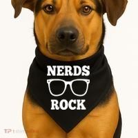 Funny Nerds Rock Gamer Geek Fun Cute Nerd USA-Made Doggie Bandana thumb 1