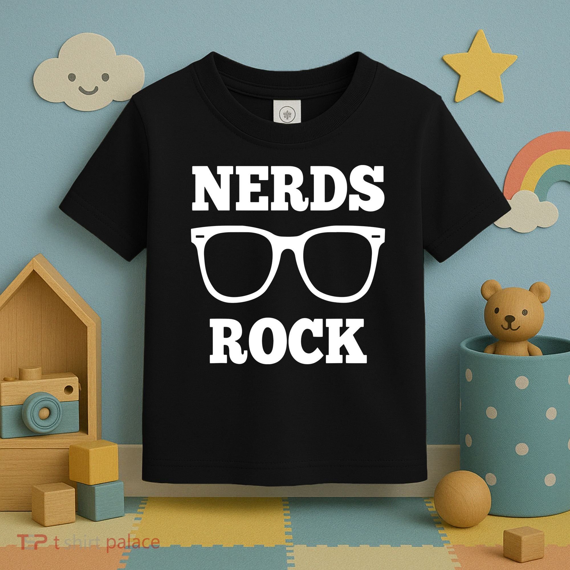 Funny Nerds Rock Gamer Geek Fun Cute Nerd Toddler T-Shirt