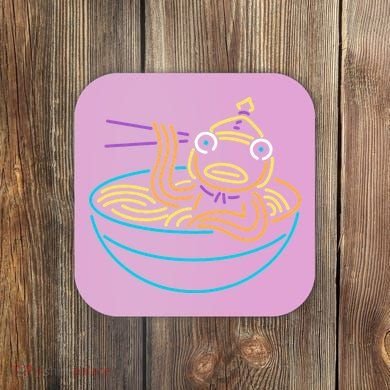 Fishstick Neon Ramen Bowl Center Icon Coaster