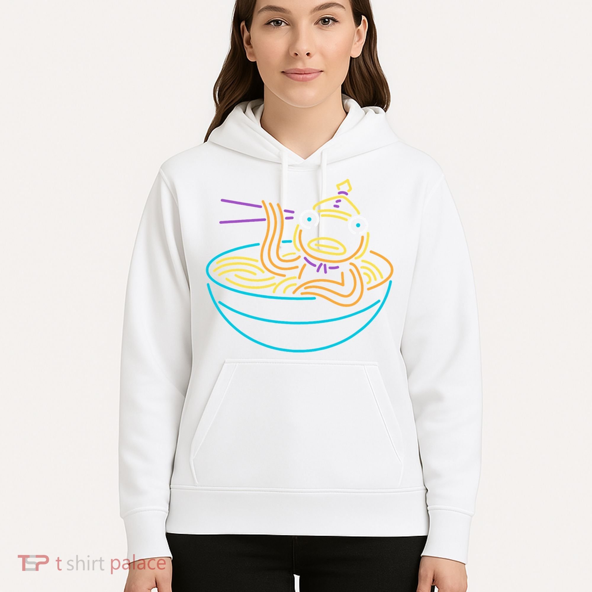 Fishstick Neon Ramen Bowl Center Icon Hoodie