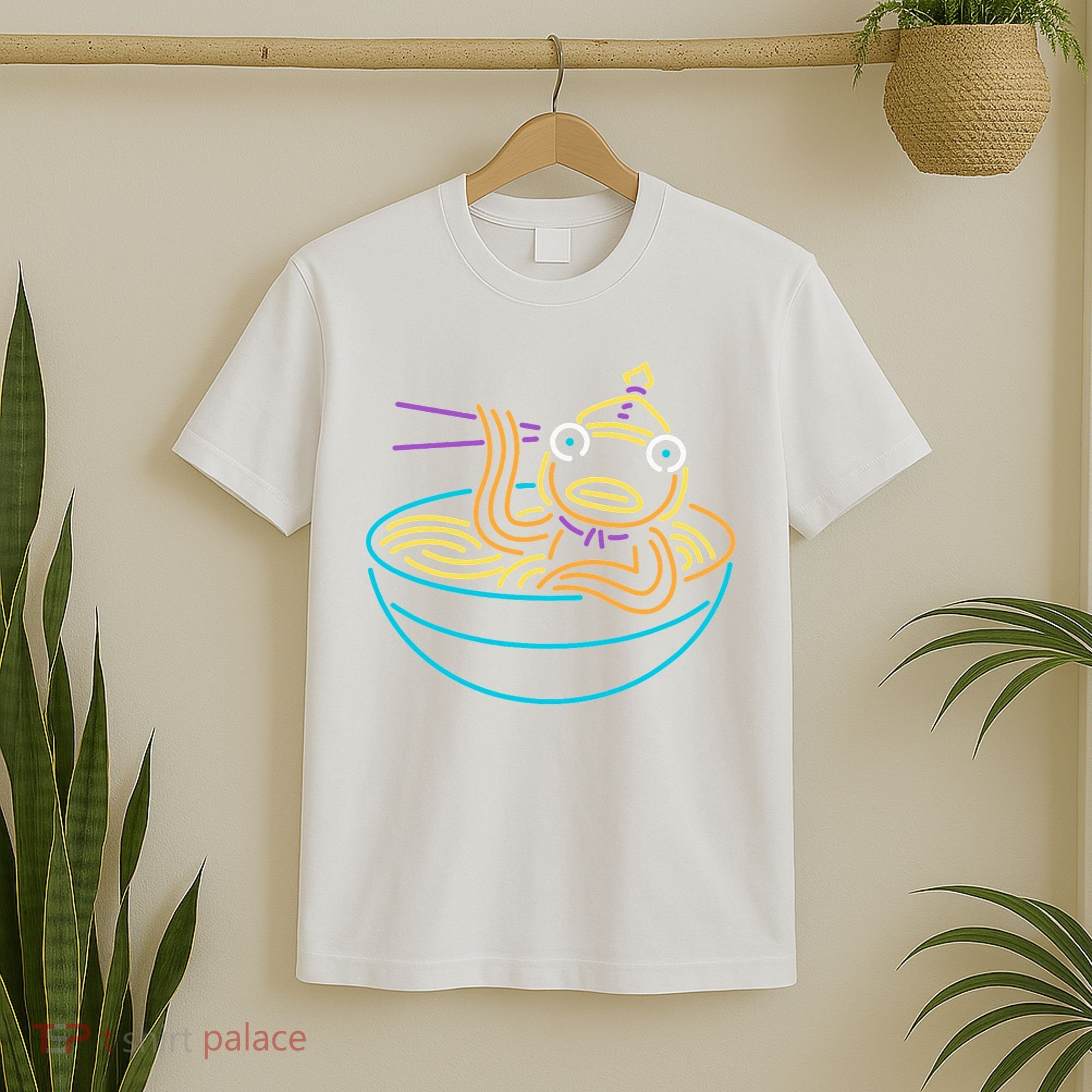 Fishstick Neon Ramen Bowl Center Icon T-Shirt
