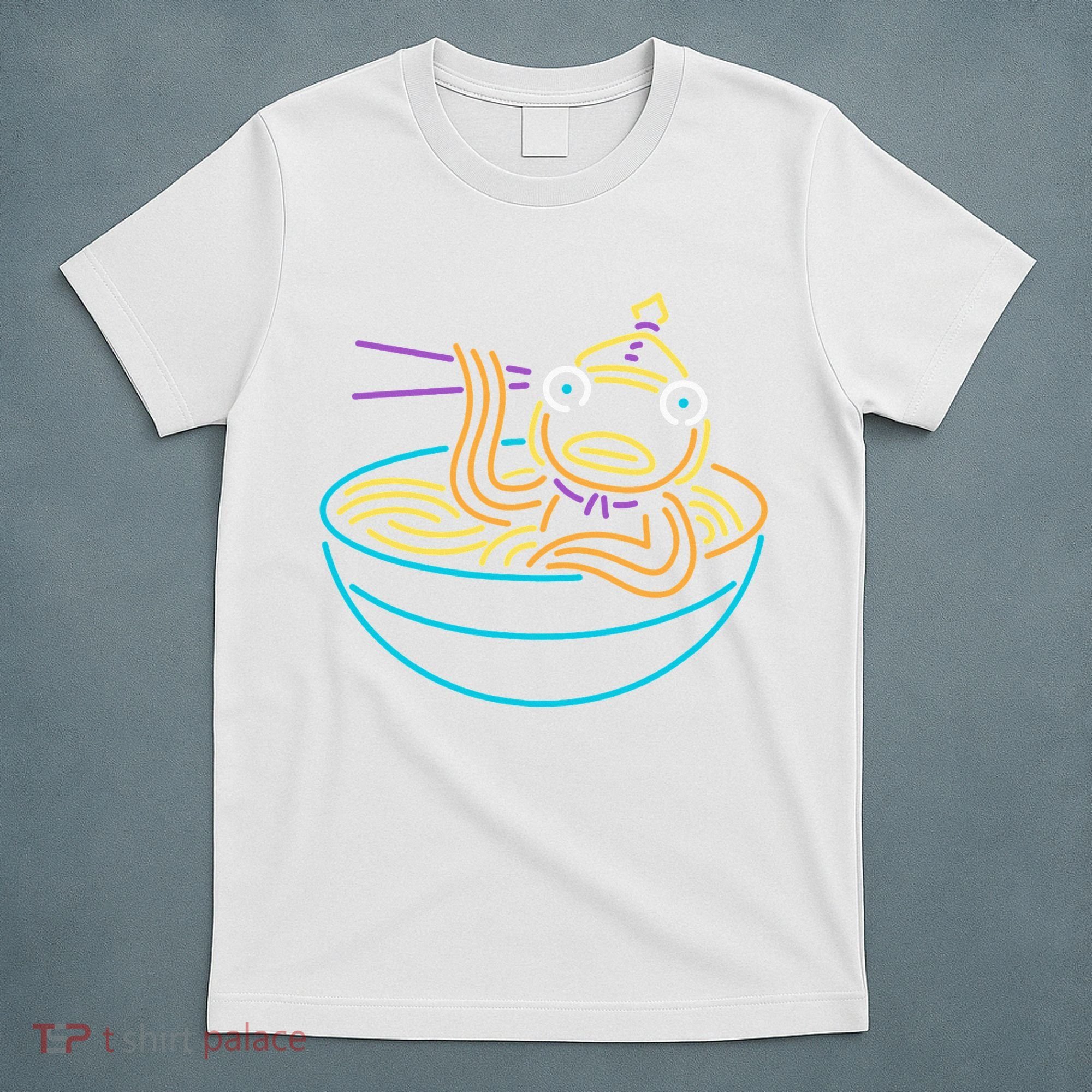 Fishstick Neon Ramen Bowl Center Icon T-Shirt