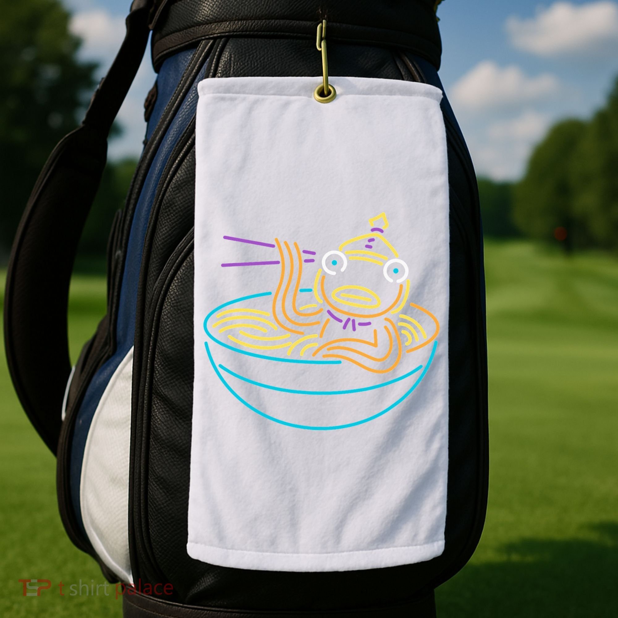 Fishstick Neon Ramen Bowl Center Icon Golf Towel