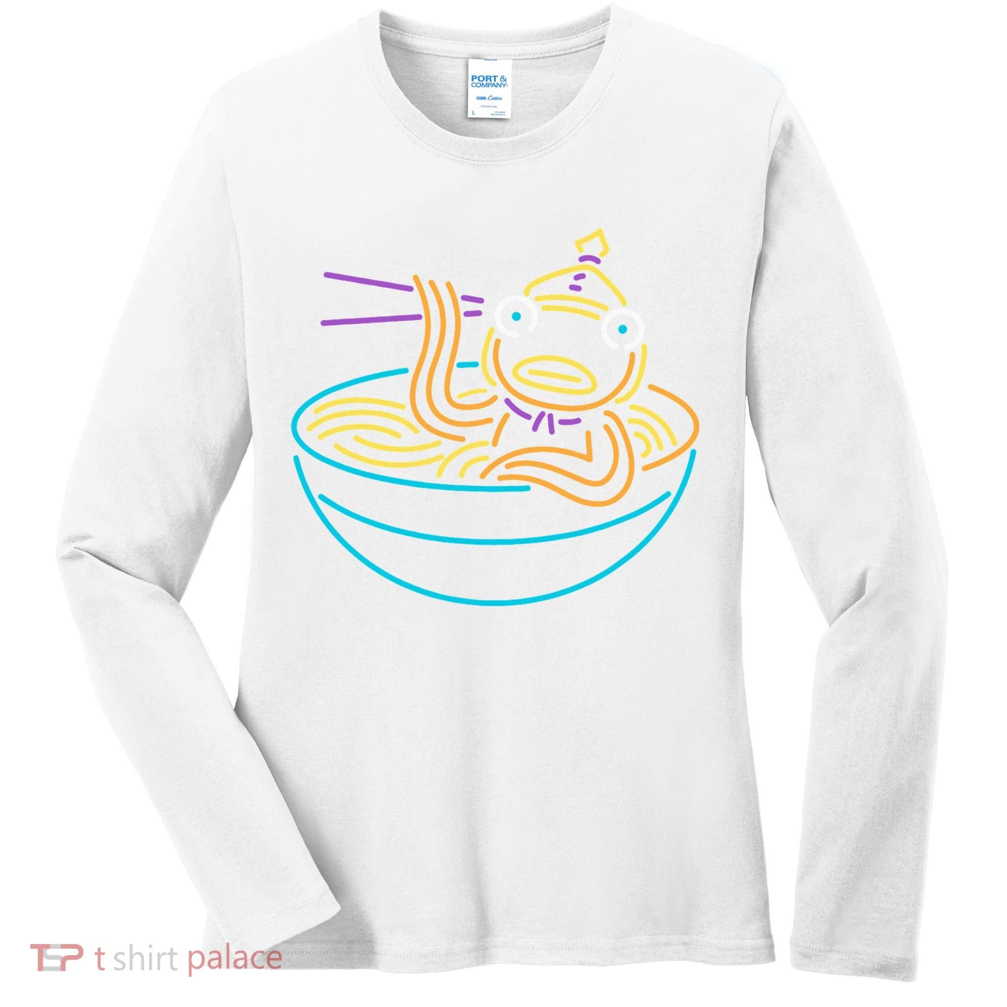 Fishstick Neon Ramen Bowl Center Icon Women's Long Sleeve Shirt
