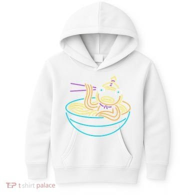 Fishstick Neon Ramen Bowl Center Icon Kids Hoodie