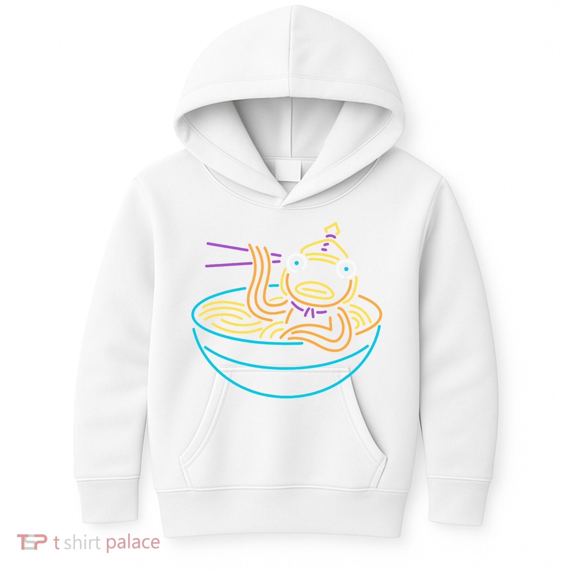 Fishstick Neon Ramen Bowl Center Icon Kids Hoodie
