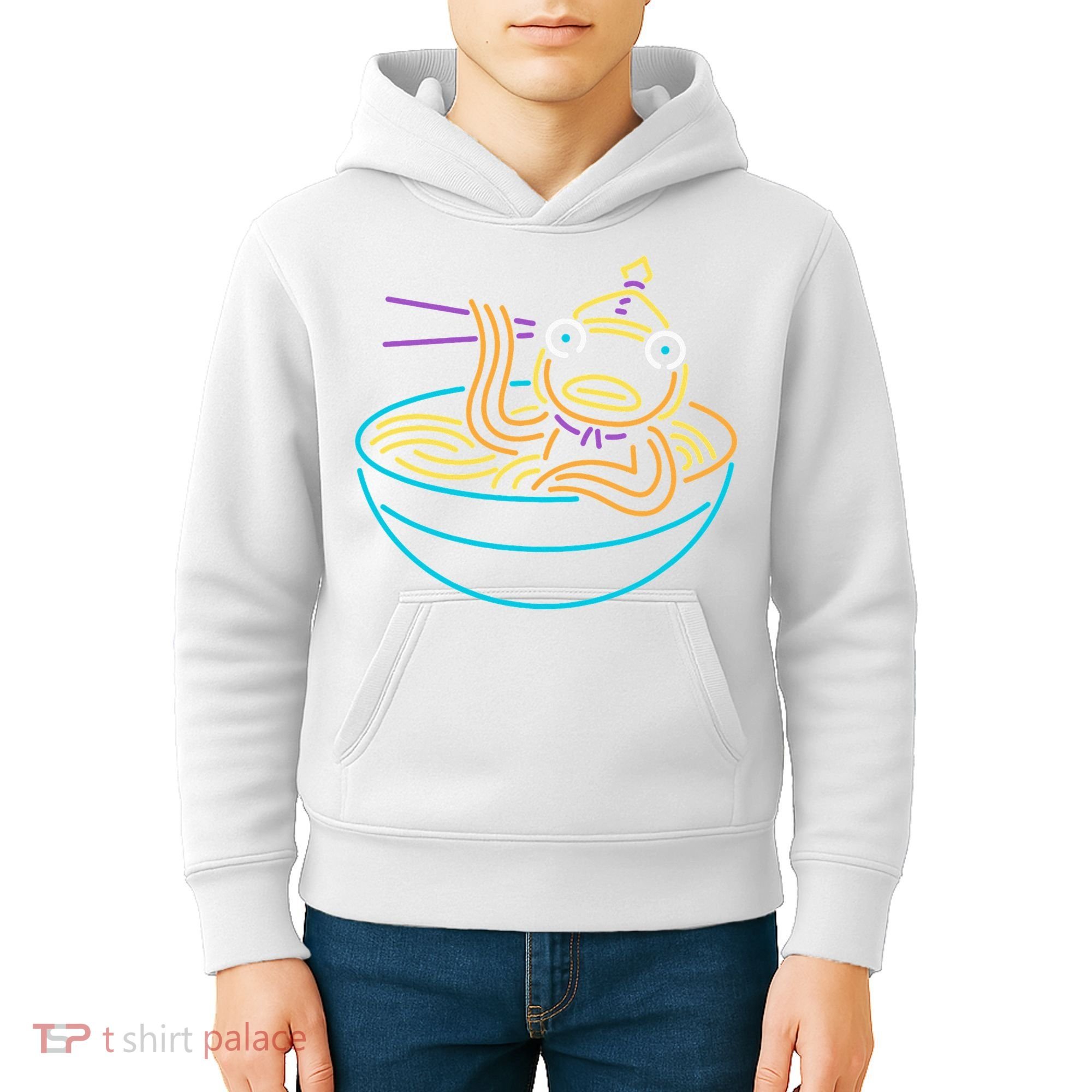Fishstick Neon Ramen Bowl Center Icon Kids Hoodie
