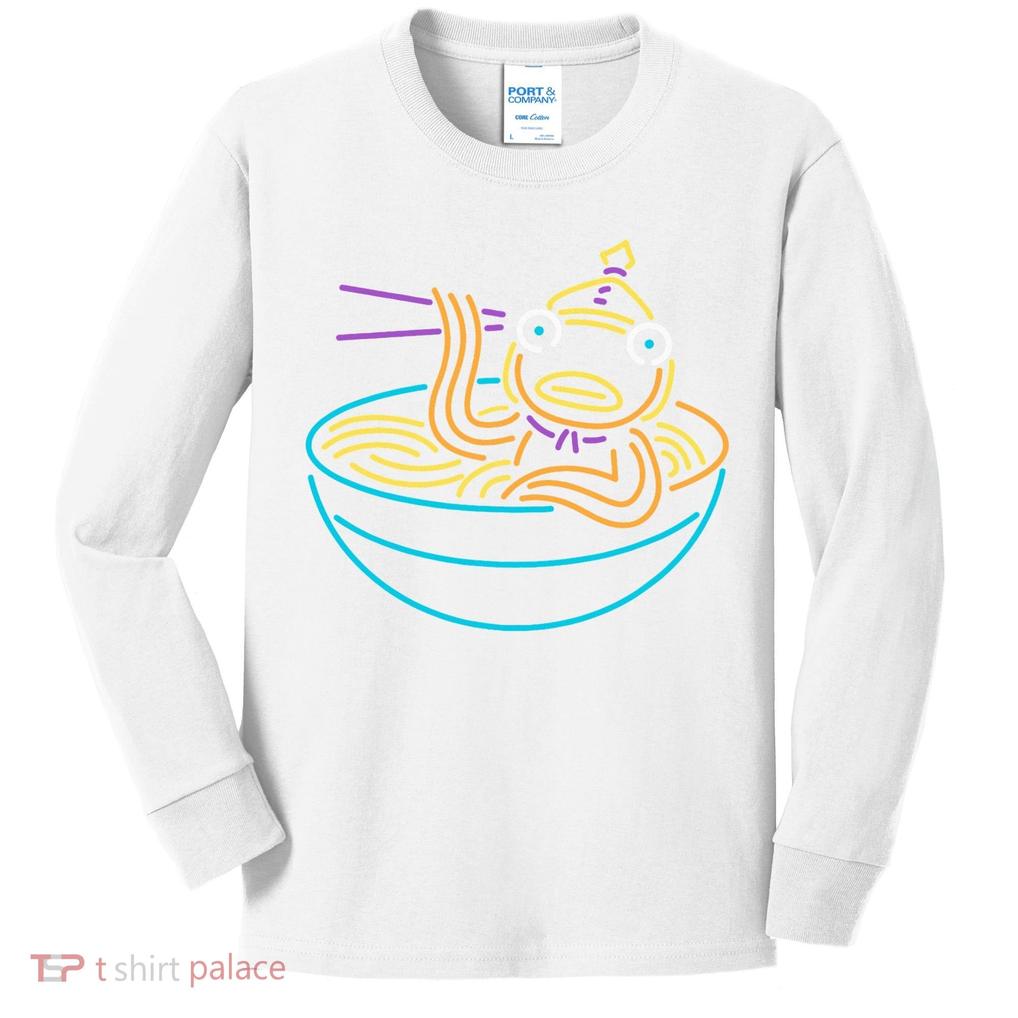Fishstick Neon Ramen Bowl Center Icon Kids Long Sleeve Shirt