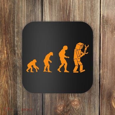 Funny Nerdy Robot Evolution Computer Robotics Geek Gift Coaster
