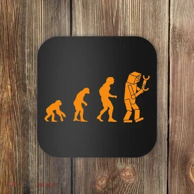 Funny Nerdy Robot Evolution Computer Robotics Geek Gift Coaster