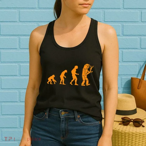 Funny Nerdy Robot Evolution Computer Robotics Geek Gift Women's Tank Top