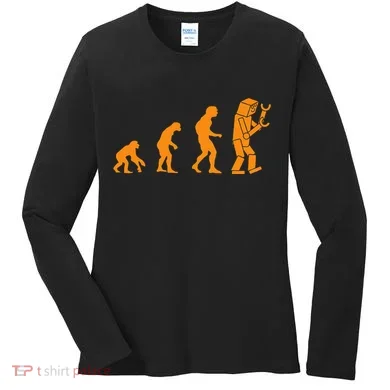 Funny Nerdy Robot Evolution Computer Robotics Geek Gift Women's Long Sleeve Shirt
