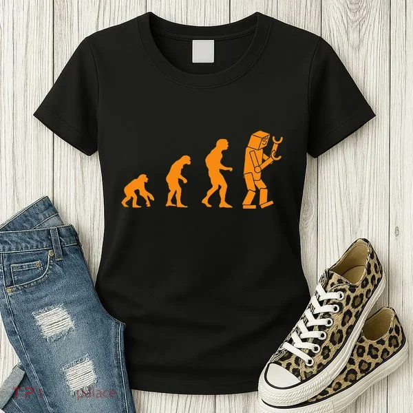 Funny Nerdy Robot Evolution Computer Robotics Geek Gift Women's T-Shirt