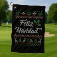 Feliz Navidad Spanish Merry Christmas Golf Towel thumb 1