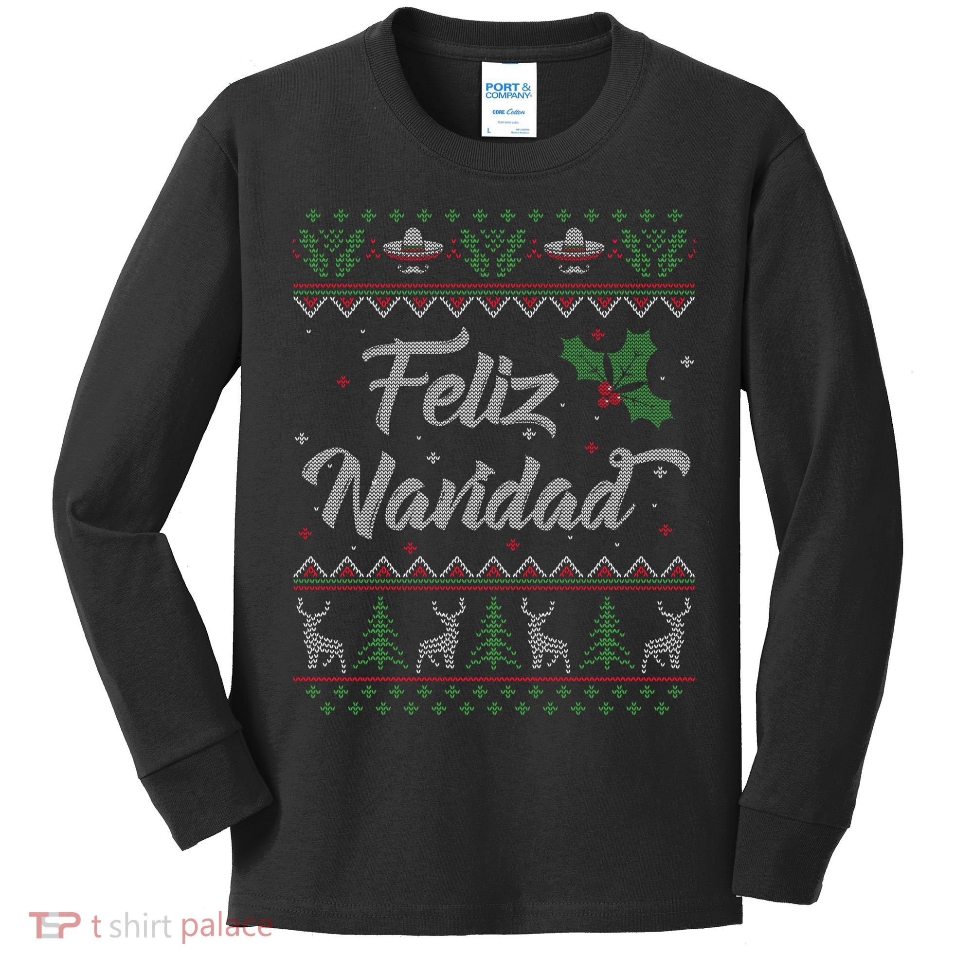 Feliz Navidad Spanish Merry Christmas Kids Long Sleeve Shirt