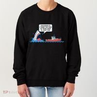 Funny Nice Shark And Fishing Boat Comic Women's Sweatshirt thumb 0