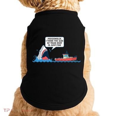 Funny Nice Shark And Fishing Boat Comic Doggie Tank