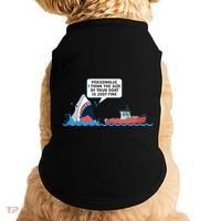 Funny Nice Shark And Fishing Boat Comic Doggie Tank thumb 0