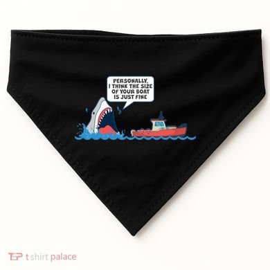 Funny Nice Shark And Fishing Boat Comic USA-Made Doggie Bandana