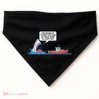 Funny Nice Shark And Fishing Boat Comic USA-Made Doggie Bandana thumb 0