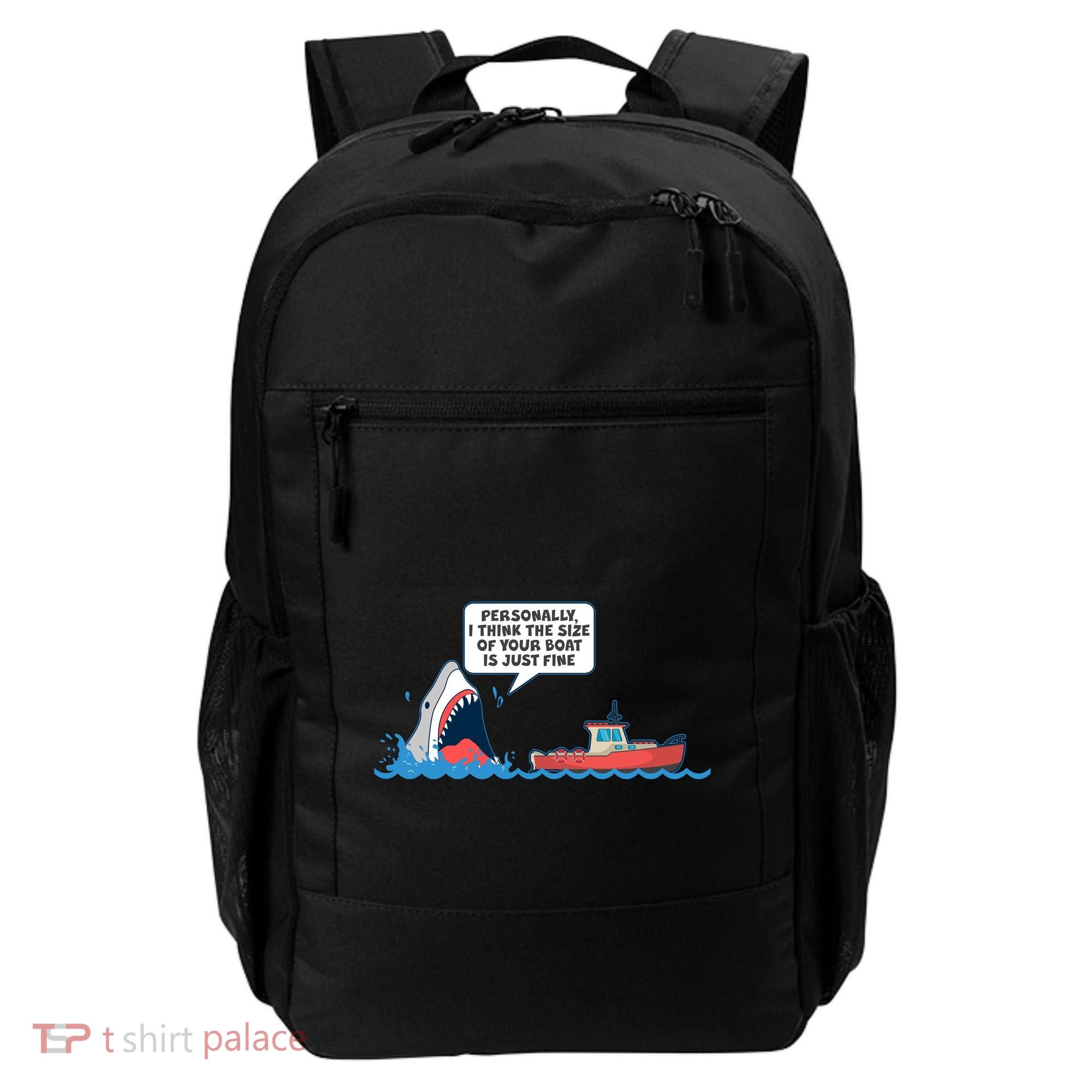Funny Nice Shark And Fishing Boat Comic Backpack