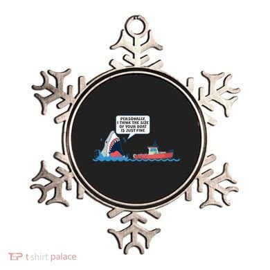 Funny Nice Shark And Fishing Boat Comic Ornament
