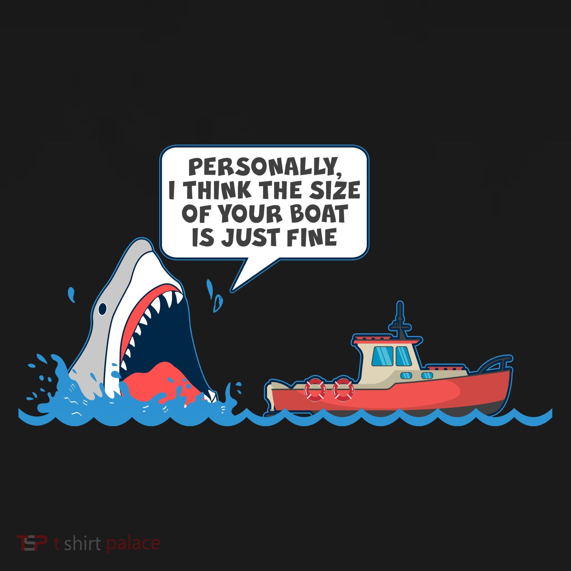 Funny Nice Shark And Fishing Boat Comic Ornament