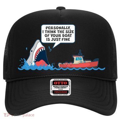 Funny Nice Shark And Fishing Boat Comic Hat