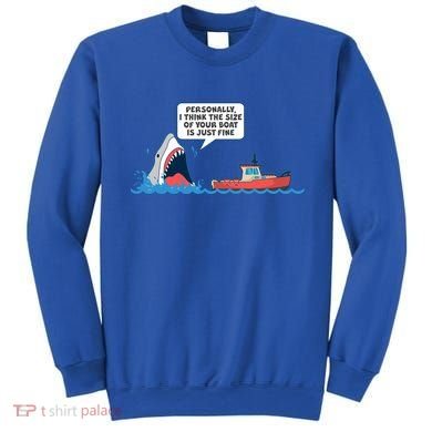 Funny Nice Shark And Fishing Boat Comic Sweatshirt