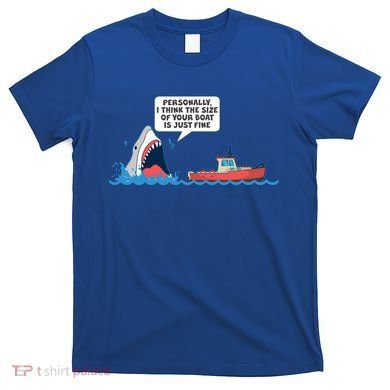 Funny Nice Shark And Fishing Boat Comic T-Shirt