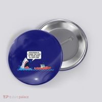 Funny Nice Shark And Fishing Boat Comic Button thumb 0