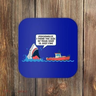 Funny Nice Shark And Fishing Boat Comic Coaster