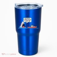 Funny Nice Shark And Fishing Boat Comic Tumbler thumb 0