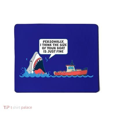 Funny Nice Shark And Fishing Boat Comic Mousepad
