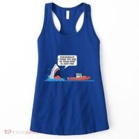 Funny Nice Shark And Fishing Boat Comic Women's Tank Top thumb 0