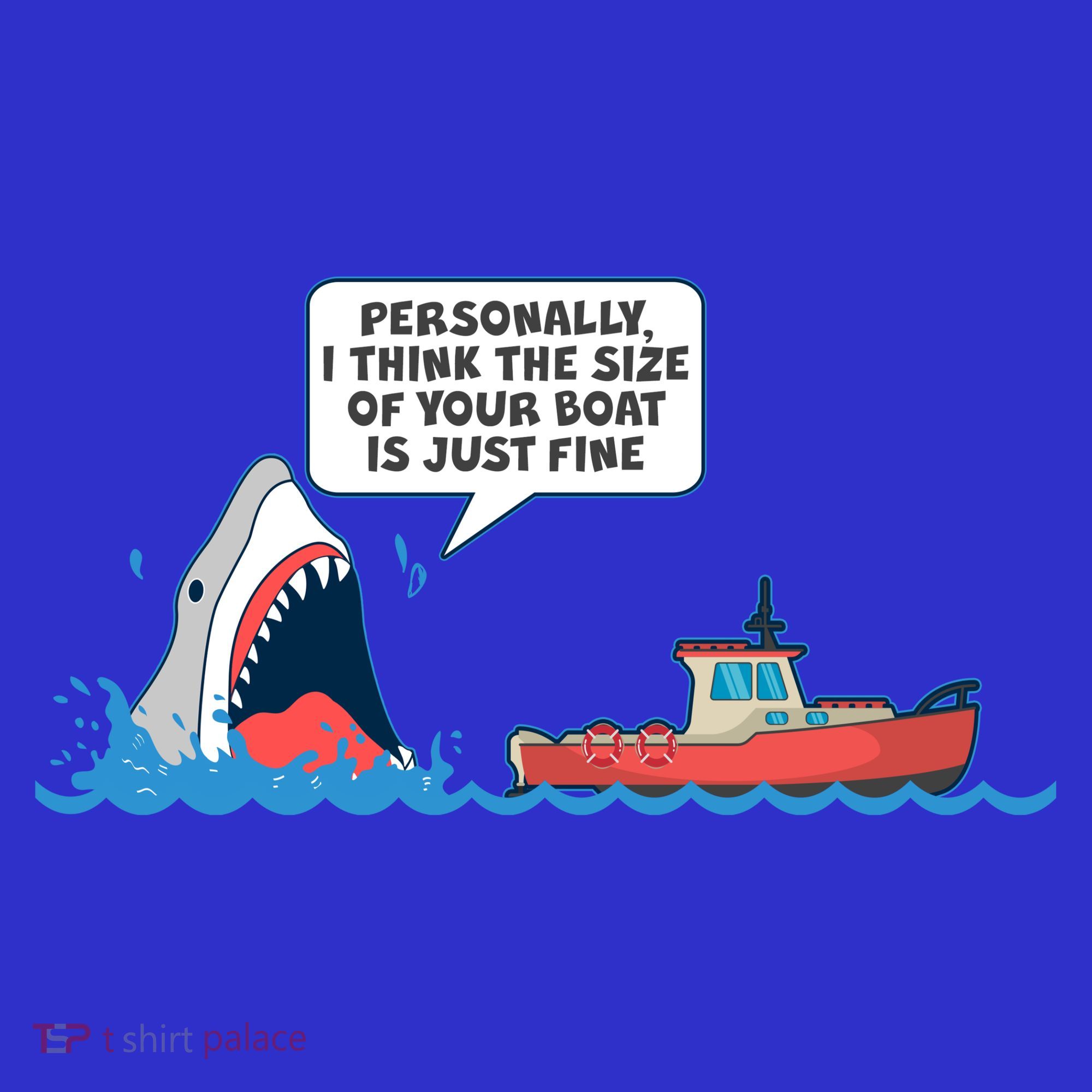 Funny Nice Shark And Fishing Boat Comic Women's Tank Top